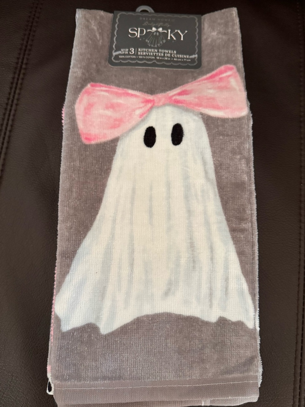 Dream Home Delightfully Spooky Ghost With Pink Bow Kitchen Towels